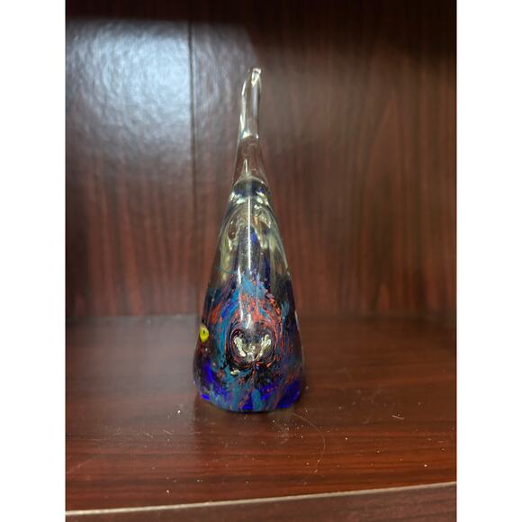 Murano Style Blown Art Glass Angelfish Paperweight with swimming school of fish - Picture 2 of 7